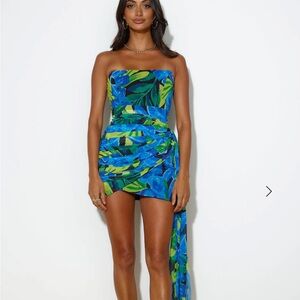 Hello Molly RUNAWAY PARADISE MINI DRESS BLUE FLORAL